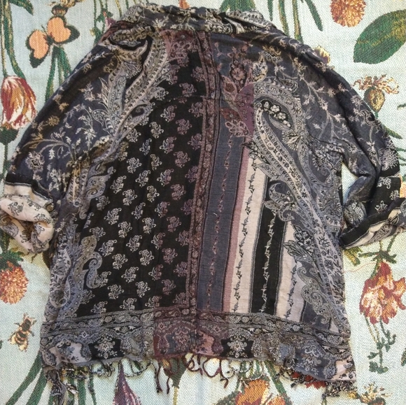 Tagless reversible paisley hippie boho super soft cardigan freesize S/M - Picture 4 of 6